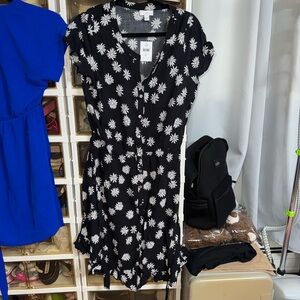 J. Jill Black and White Floral Midi Dress